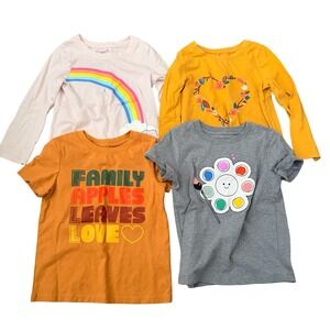 Cat & Jack Graphic T-Shirt Bundle Rainbow Heart Fall Art Kids 4T